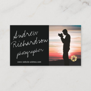 Moderne handgeschreven silhouet fotograaf visitekaartje