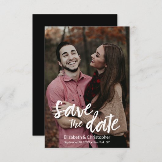 Moderne handgeschreven stijlvol sparen de datumWed (Voorkant / Achterkant)