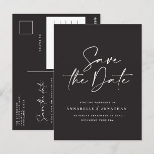 Moderne handgeschreven typografie bruiloft zwart w briefkaart