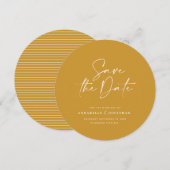 Moderne handgeschreven typografie trouw mustard bo save the date (Voorkant / Achterkant)