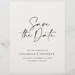 Moderne handgeschreven typografie trouwbudget flyer