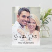 Moderne handgeschreven Verloving foto Save The Date (Staand voorkant)