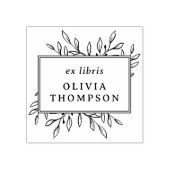 Moderne Handgetekende Bladeren Ex Libris Naam Bibl Rubberstempel (Afrduk)