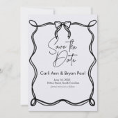 Moderne handgetekende Bow Wavy Save-the-Date Kaart (Voorkant)