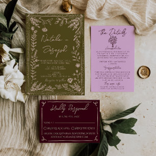 Moderne handgetekende graslanden bloemrijke tuin b kaart