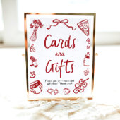 Moderne handgetekende Italiaanse pizza Kaarten en Poster