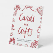 Moderne handgetekende Italiaanse pizza Kaarten en  Reclamebord Met Voetstuk (Voorkant)