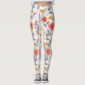 Moderne handgetekende tulpen Leggings (Voorkant)