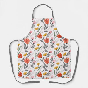 Moderne handgetekende tulpen Schort