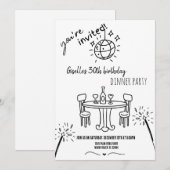 Moderne handgetekende verjaardags dinerfeest uitno kaart (Voorkant / Achterkant)