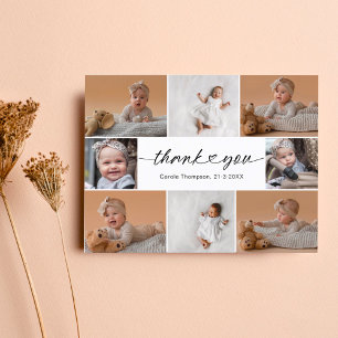 Moderne Handlettering 8 Fotocollage Baby Shower Briefkaart
