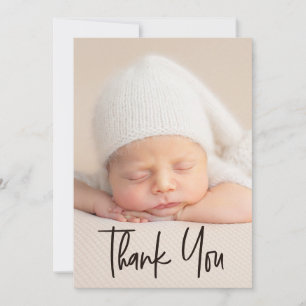 Moderne handlettering aangepaste baby shower foto bedankkaart