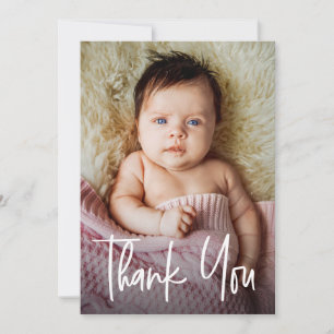Moderne handlettering aangepaste babymeisjes-showe bedankkaart
