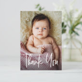 Moderne Handlettering Custom Baby Meisje Douche Fo Bedankkaart (Staand voorkant)