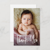 Moderne Handlettering Custom Baby Meisje Douche Fo Bedankkaart (Voorkant / Achterkant)