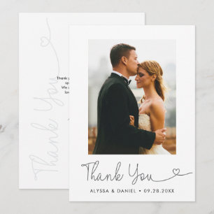 Moderne handlettering Hartscript Trouwfoto Bedankkaart