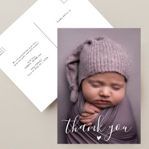 Moderne handlettering op maat foto baby shower briefkaart