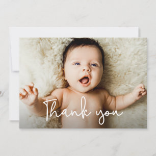 Moderne handlettering script baby shower foto bedankkaart