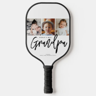 Moderne handlettering World's Best opa-fotos Pickleball Paddle