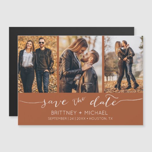 Moderne handmatige briefing Save the Date Terracot (Voorkant / Achterkant)