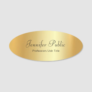Moderne handmatige handtekst Elegant Gold Sjabloon Naamplaatje