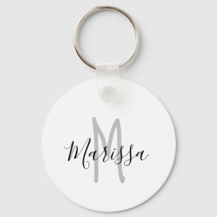 Moderne handmatige naam en monogram sleutelhanger