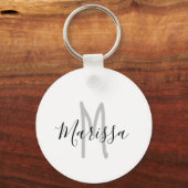 Moderne handmatige naam en monogram sleutelhanger (Voorkant)