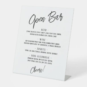 Moderne handschrifkopballen Eenvoudig Open Bar Men Reclamebord Met Voetstuk