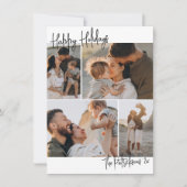 Moderne handschrift 4 Multi-Photo Kerstfeestdag Feestdagenkaart (Voorkant)