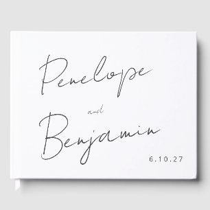 Moderne handschrift Black en White Wedding Gastenboek