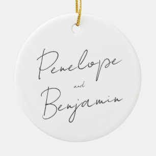 Moderne handschrift Black en White Wedding Keramisch Ornament