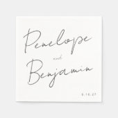 Moderne handschrift Black en White Wedding Servet (Voorkant)