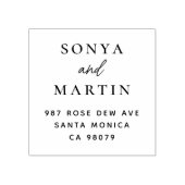 Moderne handschrift koppels namen retour adres 	rubberstempel (Afrduk)