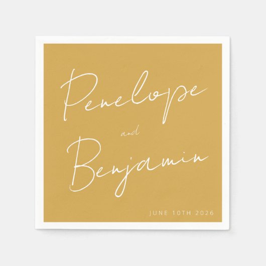 Moderne handschrift Wedding Boho Yellow Servet (Voorkant)