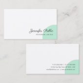 Moderne Handscriptnaam Mint Green White Visitekaartje (Voorkant / Achterkant)