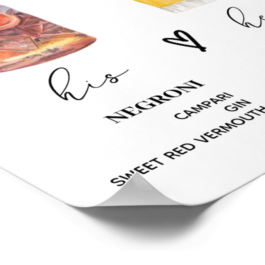 moderne handtekening drink bruiloft bord poster (Hoek)