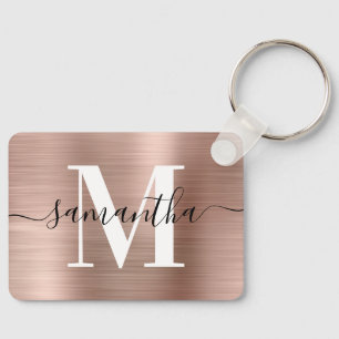 Moderne handtekening monogram roze goud folie rech sleutelhanger