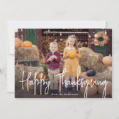 Moderne handtekening script Happy Thanksgiving Fot Feestdagenkaart (Voorkant)