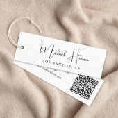 Moderne handtekening script QR-code hanglabel Mini Visitekaartje