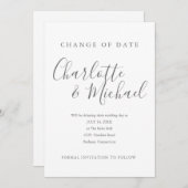 Moderne handtekening Verander de datum Uitgesteld Kaart (Voorkant / Achterkant)