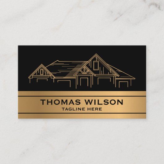 Moderne Handyman Carpenter Tools Gold-constructie Visitekaartje (Voorkant)