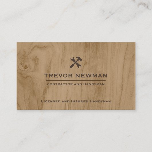 Moderne handyman Carpenter Tools Wood Visitekaartje (Voorkant)