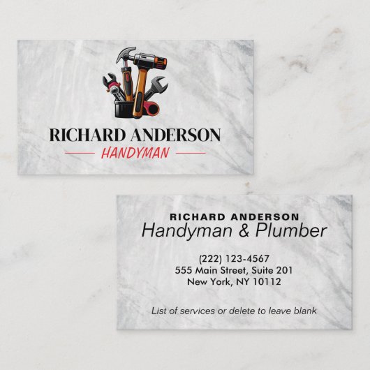 Moderne Handyman Tools Home Improvement Service Visitekaartje (Voorkant / Achterkant)