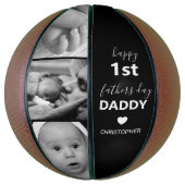 Moderne Happy 1st Fathers Day Photo Collage Basketbal (Verticaal)