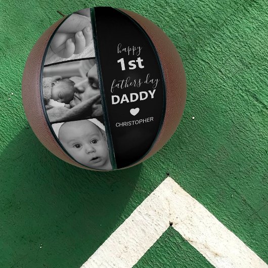 Moderne Happy 1st Fathers Day Photo Collage Basketbal