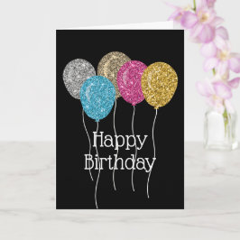 Moderne Happy Birthday Glitter-ballonnen Kaart