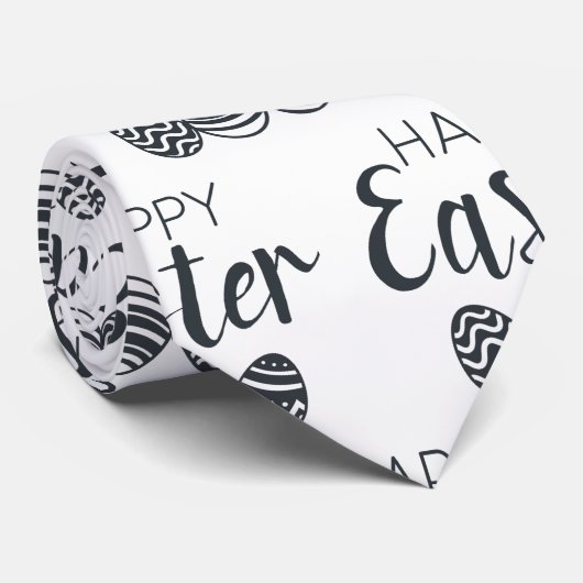 Moderne, Happy Easter Eggs Black White Cute Stropdas (Opgerold)