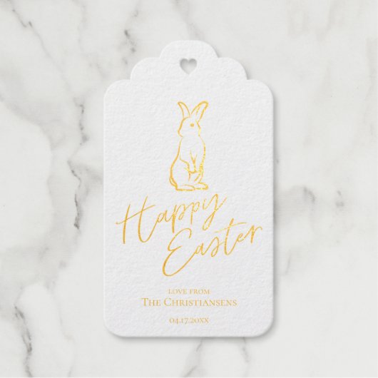 Moderne Happy Easter Typografie Goud Cadeaulabels (Voorkant)