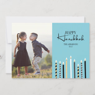 Moderne Happy Hanoukka Candles Carte photo de vaca