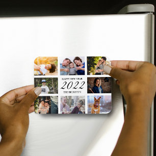 Moderne Happy Nieuwjaar 8 Foto Collage Magneet